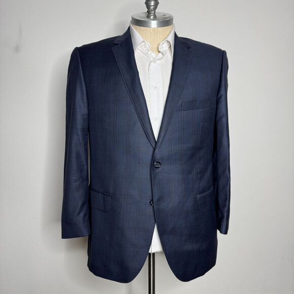 Joseph Bach Sartoriale Sport Coat Blazer 48R (58 it) Mens‎ Blue Check Wool - Picture 1 of 13
